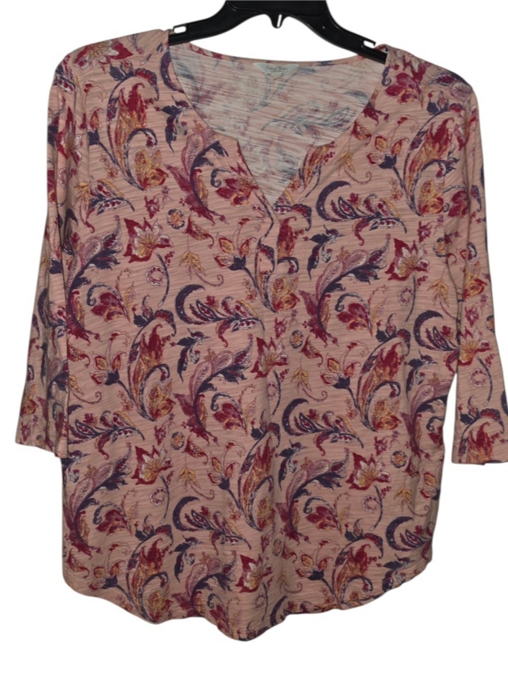 Coral Bay Woman Blouse X-Large 3/4 Sleeve Pink Paisley Floral